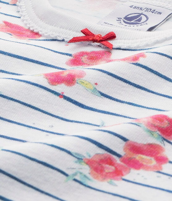 Meisjesnachthemd met print wit ECUME/blauw MAJOR/ MULTICO