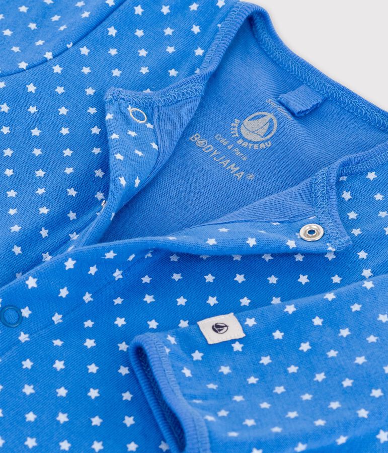 Bodyjama van biokatoen blauw/wit