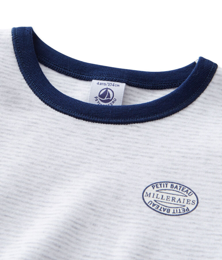 Pyjama gar&ccedil;on en milleraies grijs POUSSIERE/wit LAIT