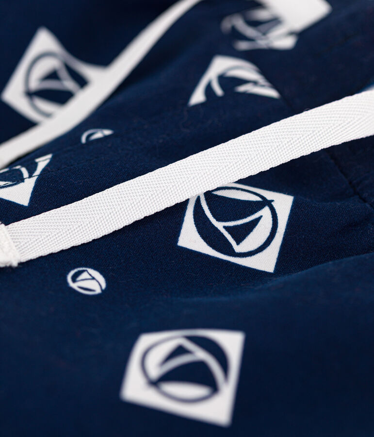 Short de bain recycl&eacute; imprim&eacute; enfant gar&ccedil;on bleu/&eacute;cru