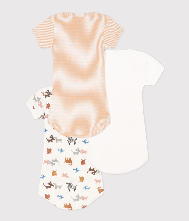 Lot de 3 bodies manches courtes chiens b&eacute;b&eacute; en coton multicouleur