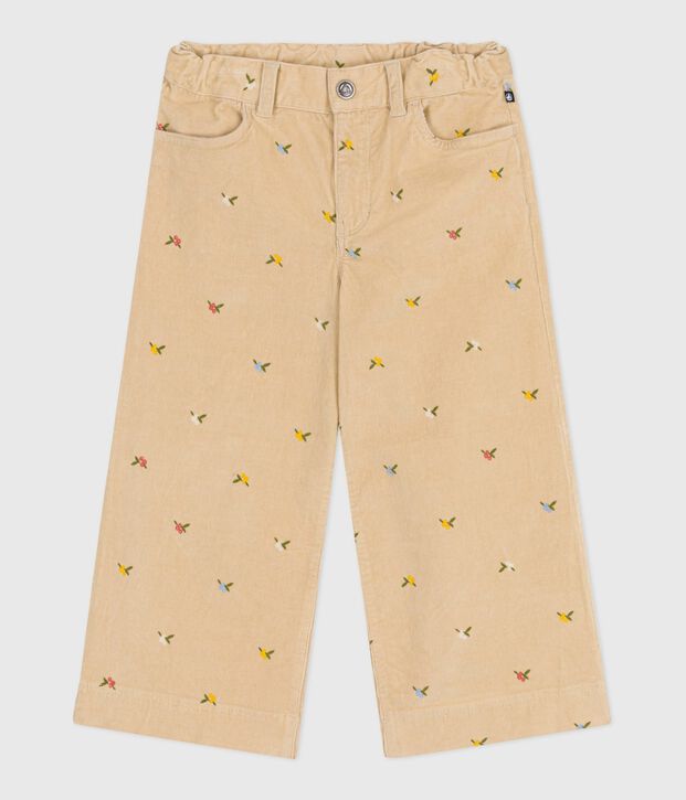Fluwelen broek voor kinderen met motief beige/multicouleur