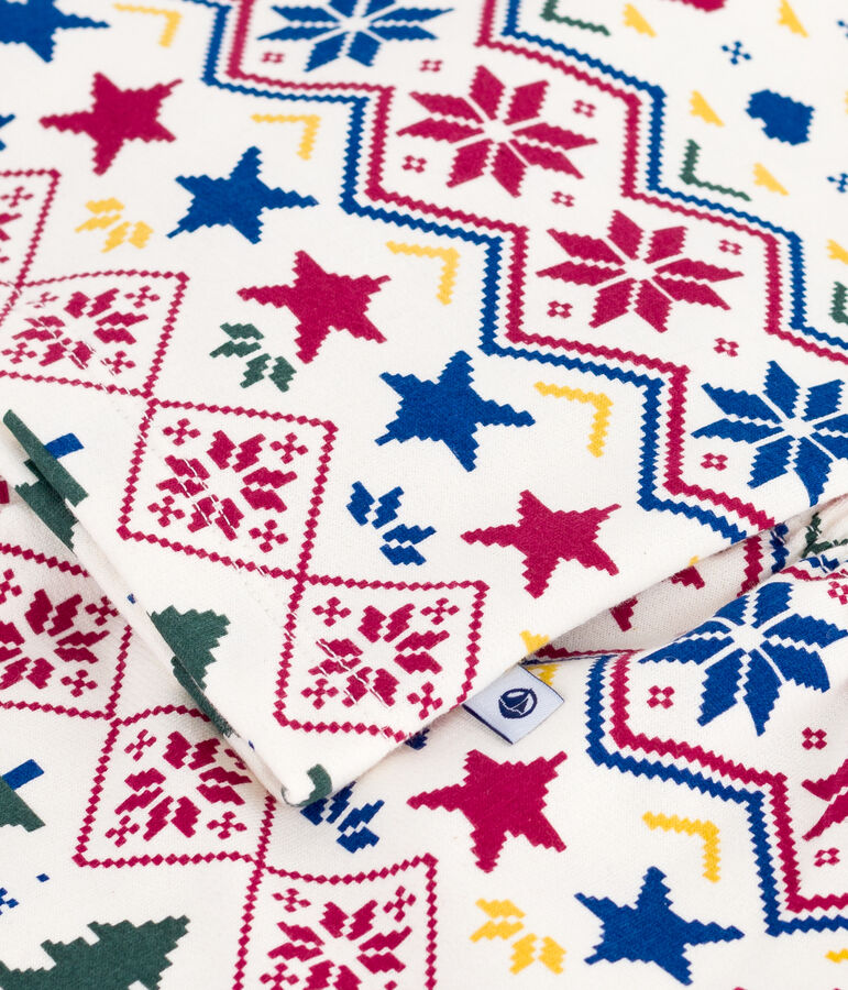 Kinderpyjama van fleece met kerstprint ecru/multicouleur