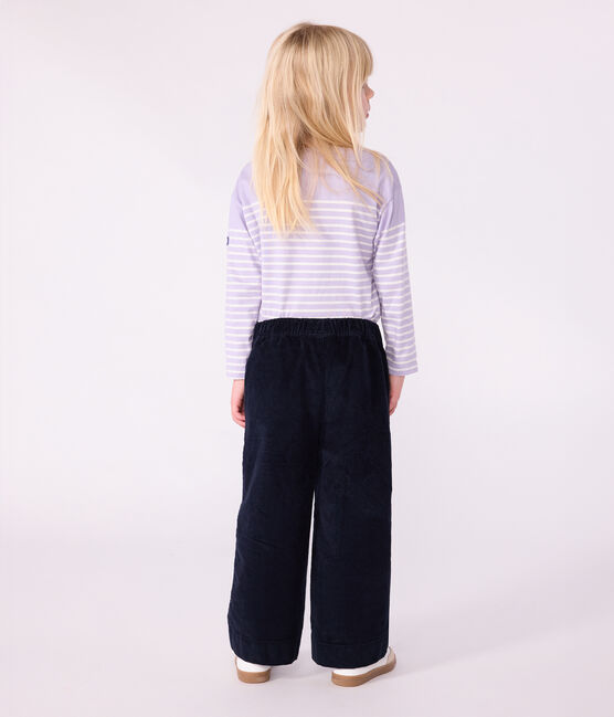 Pantalon enfant en velours uni bleu SMOKING