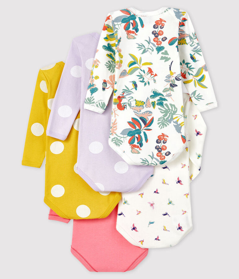 Lot de 5 bodies manches longues b&eacute;b&eacute; fille multicouleur