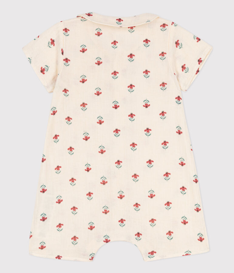 Combinaison imprim&eacute;e en gaze de coton b&eacute;b&eacute; blanc AVALANCHE/ MULTICO