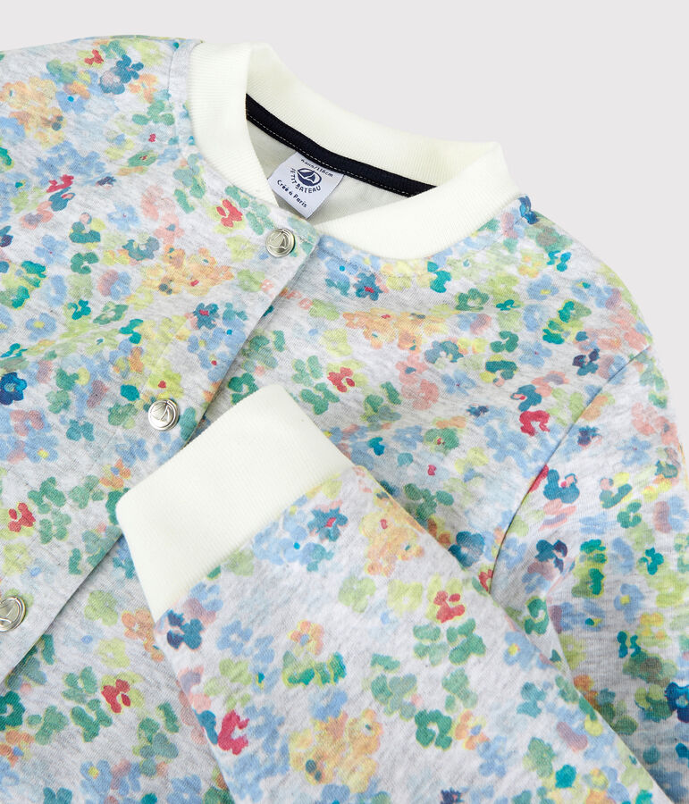 Cardigan esprit teddy en jersey enfant fille gris POUSSIERE/blanc MULTICO