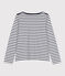 Katoenen marineshirt met lange mouw voor dames wit MARSHMALLOW/blauw SMOKING