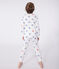 Pyjama enfant en coton manches longues imprimé cœurs blanc MARSHMALLOW/blanc MULTICO
