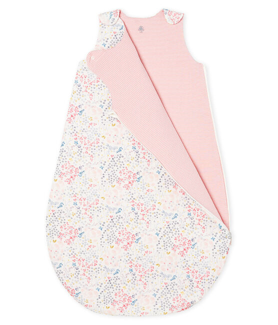 Gigoteuse réversible bébé fille en côte blanc MARSHMALLOW/blanc MULTICO