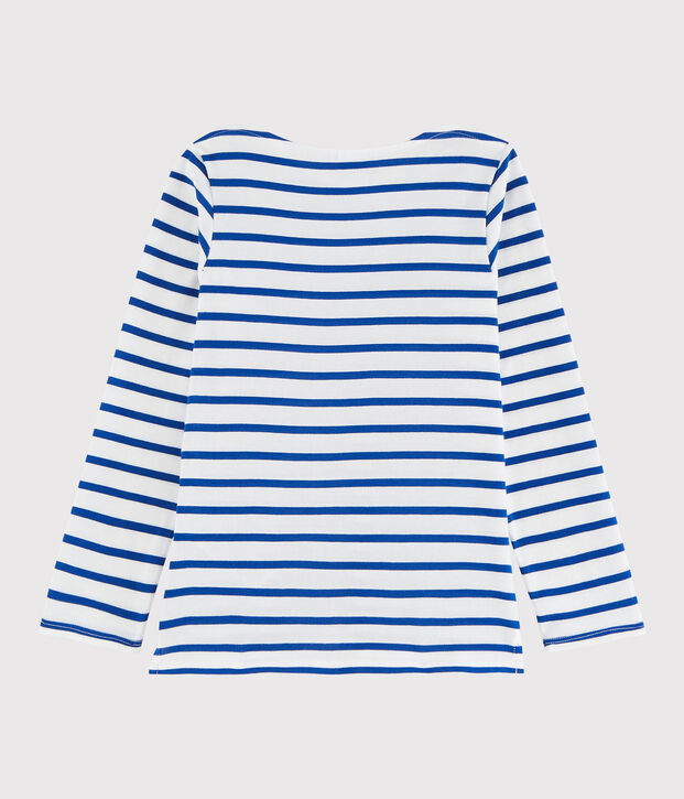 T-shirt marini&egrave;re fille et gar&ccedil;on blanc/bleu