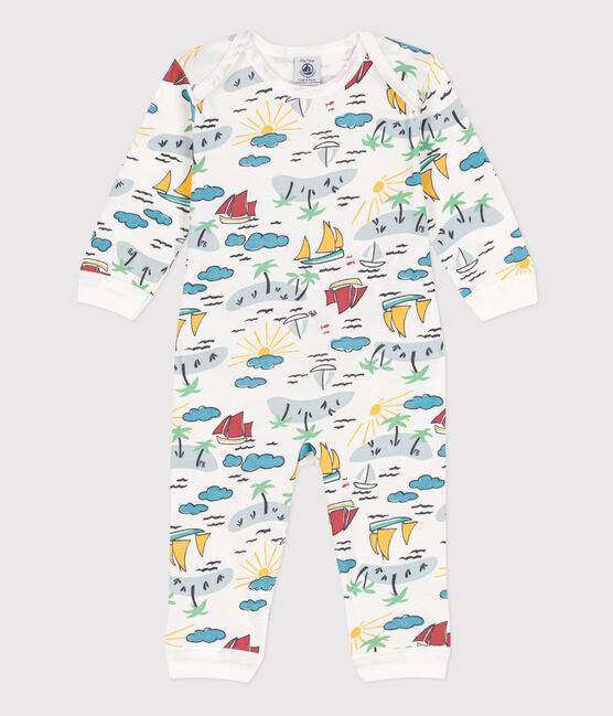 Dors-bien sans boutons-pression et sans pieds explorateurs en coton blanc MARSHMALLOW/blanc MULTICO