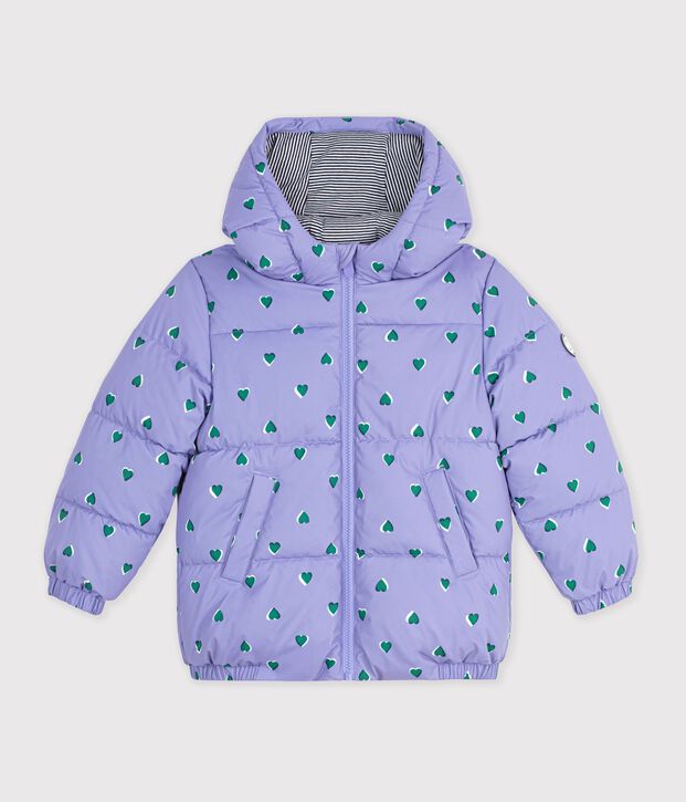 Doudoune enfant imprim&eacute;e c&oelig;urs violet/multicouleur