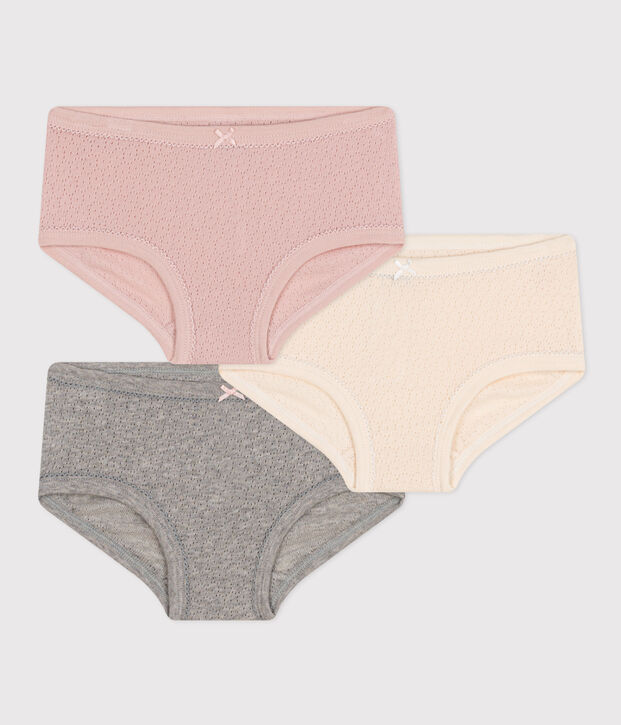 Set van 3 slips van ajourkatoen met hoge taille voor kinderen multicouleur