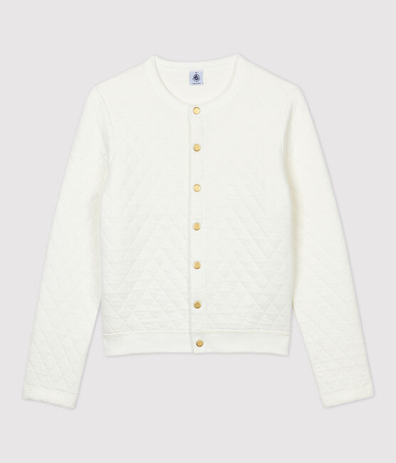Dames cardigan van gewatteerde tubic. wit MARSHMALLOW