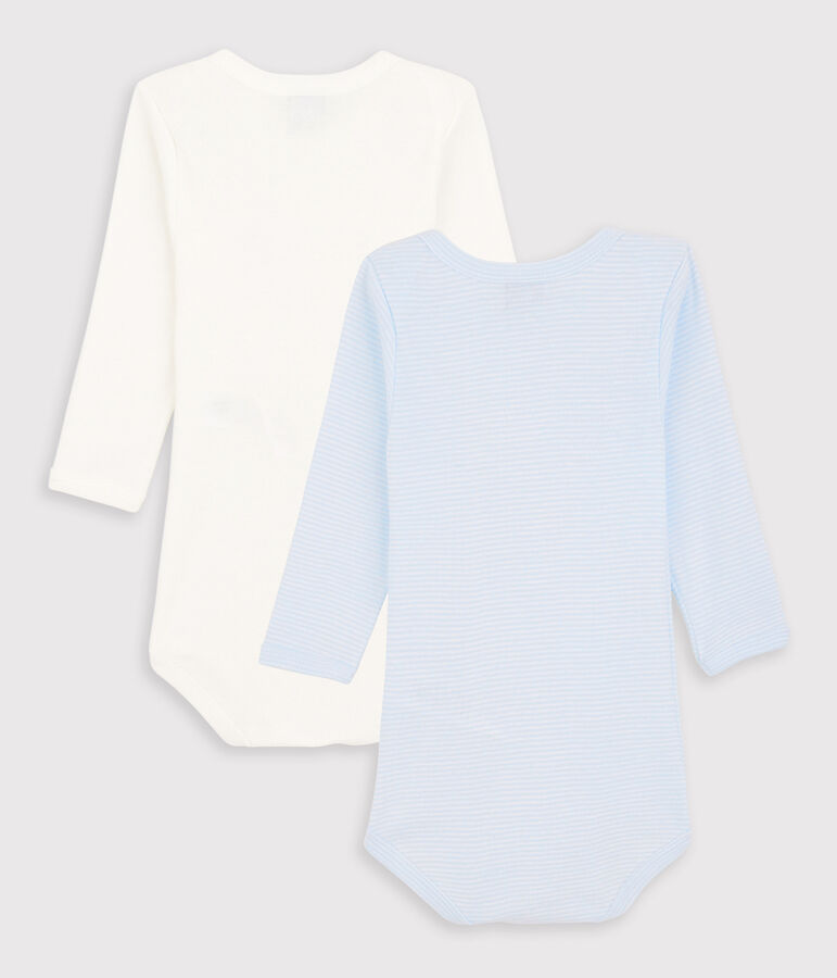 Set van 2 rompertjes met lange mouwen in milleraies-streep van biologisch katoen multicouleur