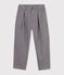 Kinderbroek met bandplooitjes van katoenflanel grijs