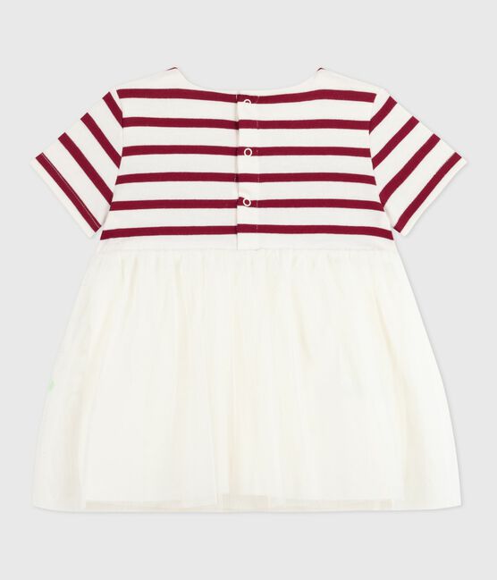 Robe bébé bi-matière manches courtes rouge MILK/ AMARANTE