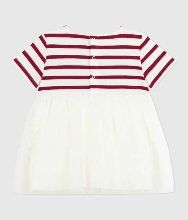 Babyjurkje met korte mouwen uit twee materialen rood/rood