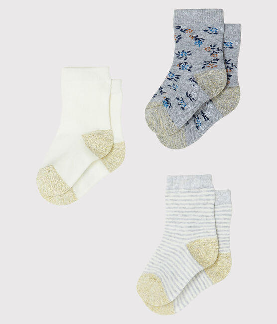 Lot de 3 paires de chaussettes bébé fille gris BELUGA CHINE
