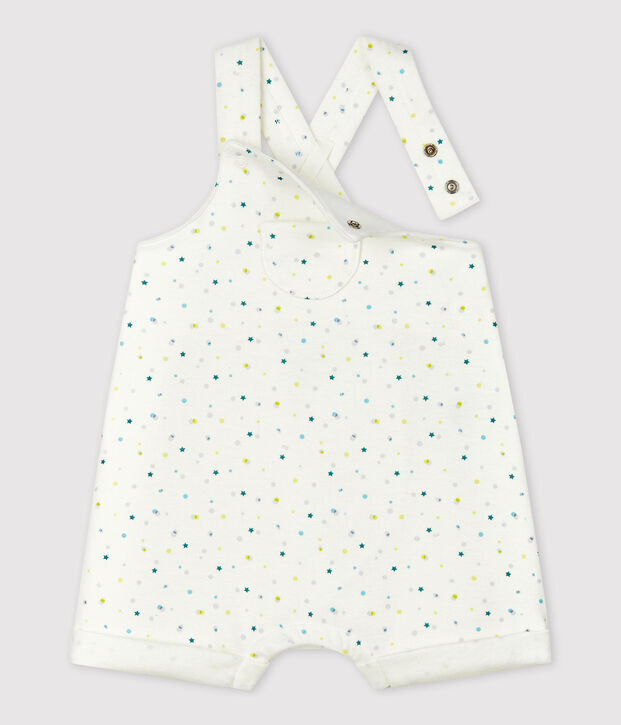 Combicourt b&eacute;b&eacute; en jersey double face en coton biologique blanc/multicouleur