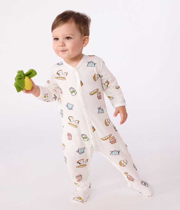 Babypyjama in tubic met print wit/multicouleur