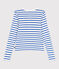 Effen katoenen damesvest wit MARSHMALLOW/blauw PERSE