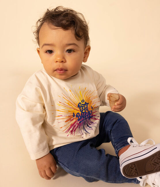 T-shirt met lange mouwen in jersey voor baby's ecru AVALANCHE