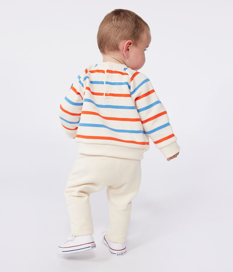 Katoenen babysweater met tweekleurige strepenprint in matrozenstijl ecru/multicouleur