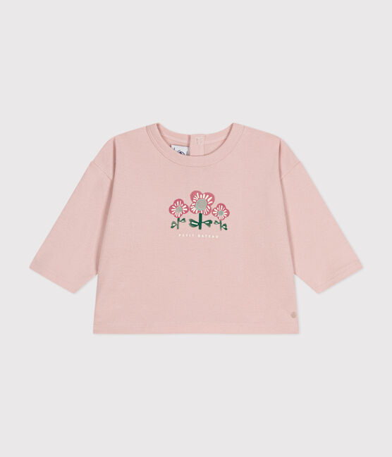 Katoenen T-shirt met lange mouw voor baby's roze SALINE