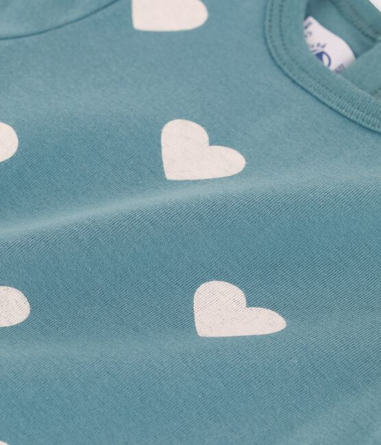 Tee-shirt manches courtes imprimé cœurs en coton bébé vert BRUT/blanc AVALANCHE