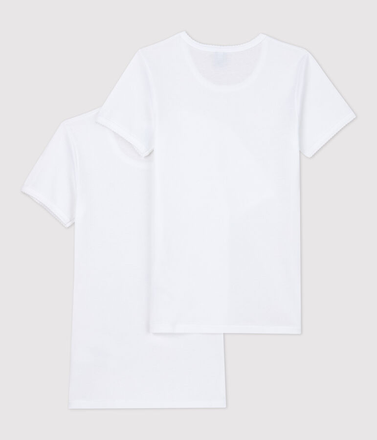 Set van 2 witte korte T-shirts voor meisjes multicouleur