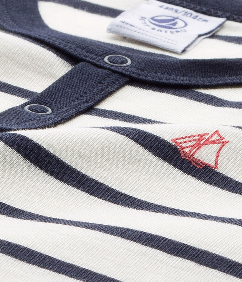 Pyjacourt gar&ccedil;on ray&eacute; wit/blauw