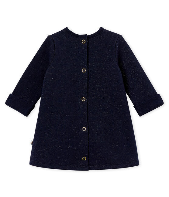 Glitterjurk in molton voor babymeisjes blauw SMOKING/geel DORE