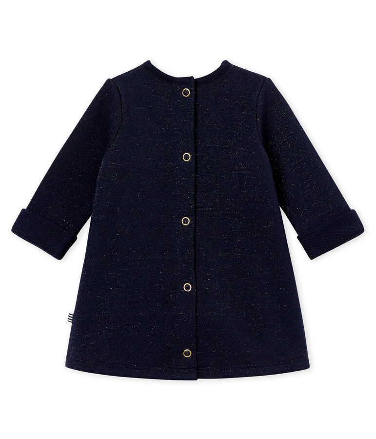 Glitterjurk in molton voor babymeisjes blauw SMOKING/geel DORE