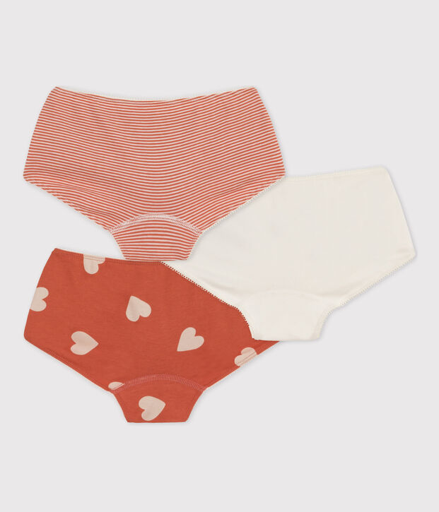 Lot de 3 shorties coeur petite fille en coton multicouleur