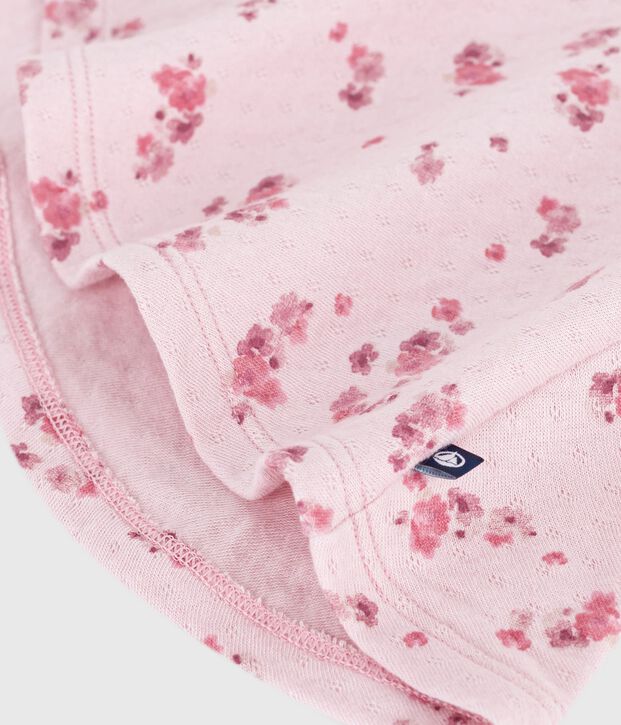 Robe b&eacute;b&eacute; en coton manches longues imprim&eacute;e fleurs rose/multicouleur