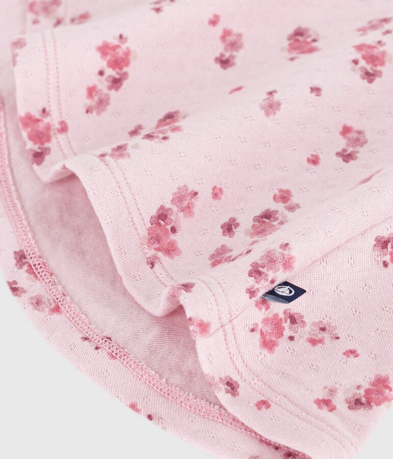 Robe b&eacute;b&eacute; en coton manches longues imprim&eacute;e fleurs rose/multicouleur