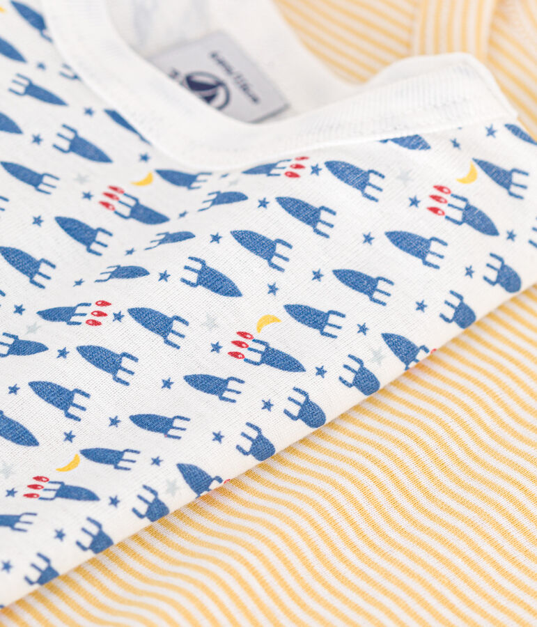 Setje met 2 katoenen T-shirts met lange mouw en raketjesprint voor kinderen multicouleur