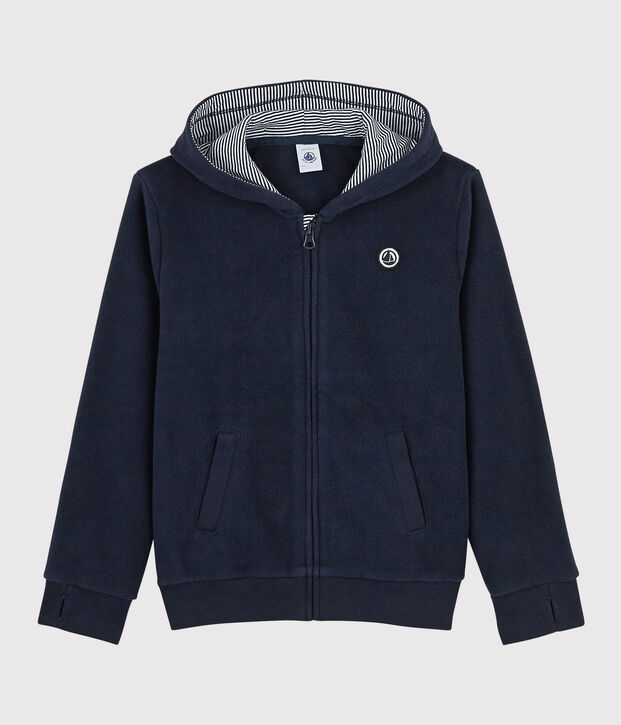 Polaire &agrave; capuche enfant fille / gar&ccedil;on bleu marine