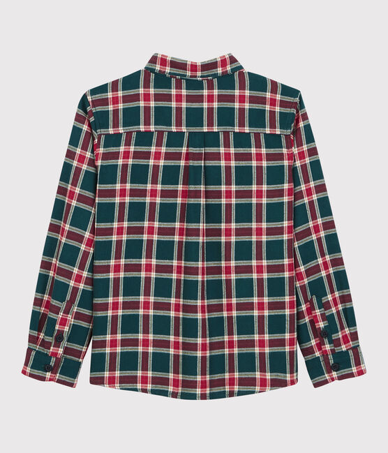 Geruit jongensshirt groen PINEDE/wit MULTICO