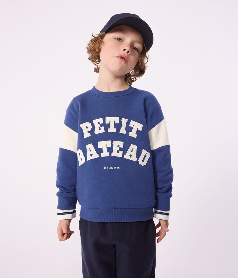 Katoenen sweatshirt voor kinderen blauw/ecru