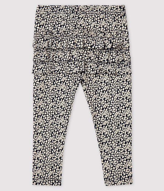Legging met print babymeisje blauw/wit