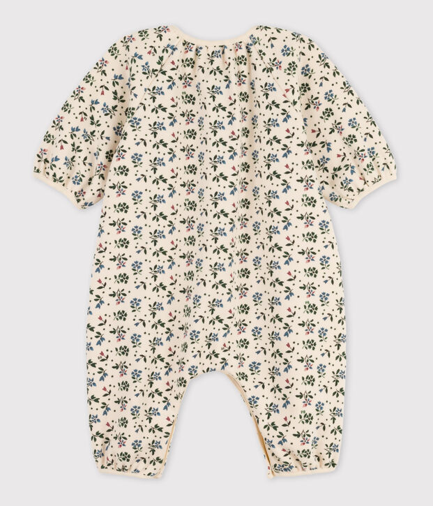 Combinaison longue imprim&eacute;e b&eacute;b&eacute; en coton &eacute;cru/multicouleur