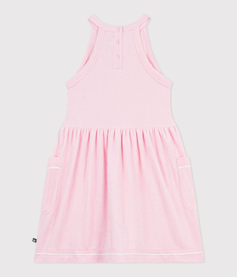 Robe sans manches enfant en coton uni rose