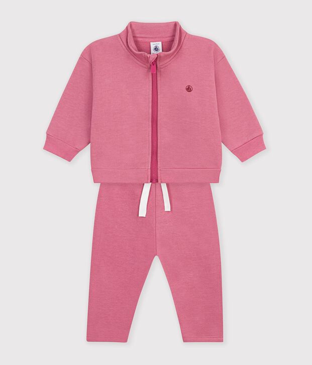 Babysetje - Sweatshirt en broekje in effen katoen roze