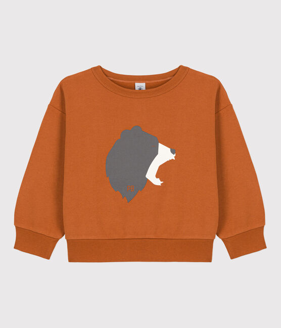 Sweater met print in molton voor meisjes / jongens bruin ECUREUIL