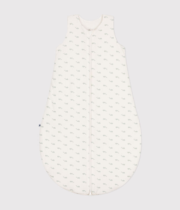 Fluwelen babytrappelzak met walvisprint - TOG 3 wit/groen