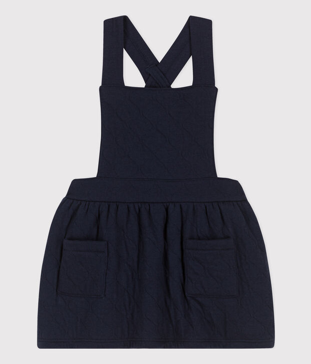 Robe sans manche b&eacute;b&eacute; imprim&eacute;e en tubique matelass&eacute; bleu marine