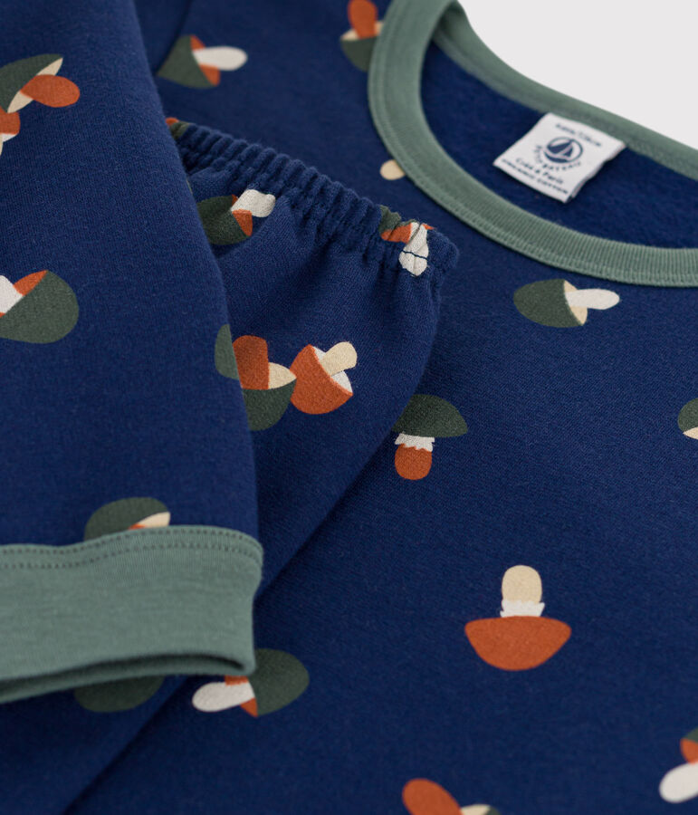Pyjama champignon en molleton enfant bleu/multicouleur